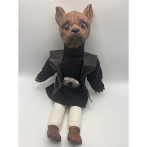 Vintage Brindle French Bulldog Boxer handmade in Fashion Outfit and Buckle